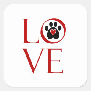 Paw Print Love Vierkante Sticker