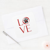 Paw Print Love Vierkante Sticker (Envelop)