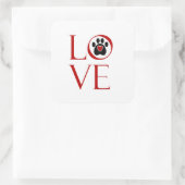 Paw Print Love Vierkante Sticker (Tas)