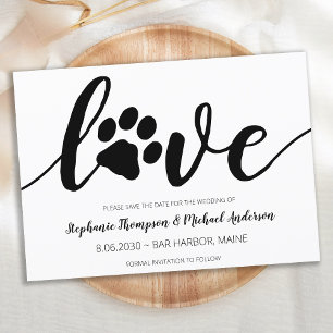 Paw Print Love Weddenschap Pet Dog Save The Date