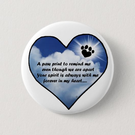 Paw Print Memorial Poem Ronde Button 5,7 Cm (Voorkant)