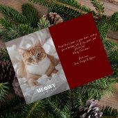 Paw Print Meowy Kerst Handschrift Foto Rood Feestdagenkaart