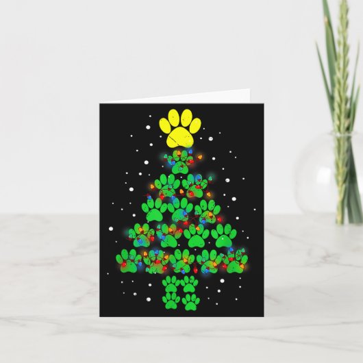 Paw Print Merry Christmas Tree Lights Dog Or Cat M Kaart (Voorkant)