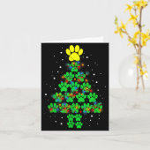 Paw Print Merry Christmas Tree Lights Dog Or Cat M Kaart (Gele Bloem)