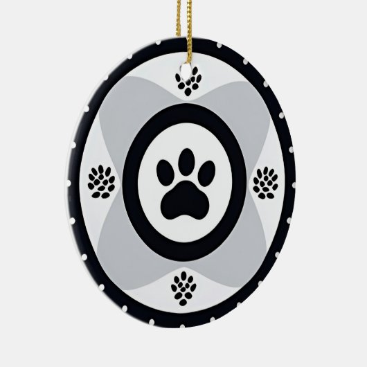 Paw print met decoratieve elementen keramisch ornament (Rechts)