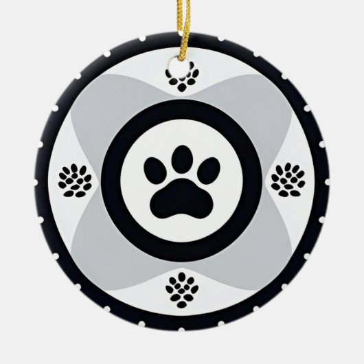 Paw print met decoratieve elementen keramisch ornament (Voorkant)