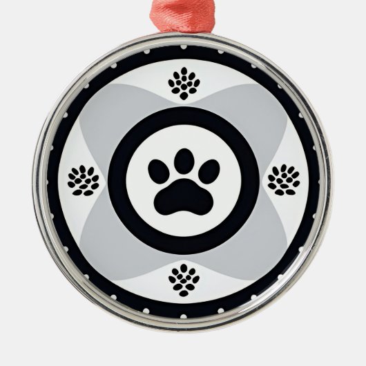 Paw print met decoratieve elementen metalen ornament (Voorkant)