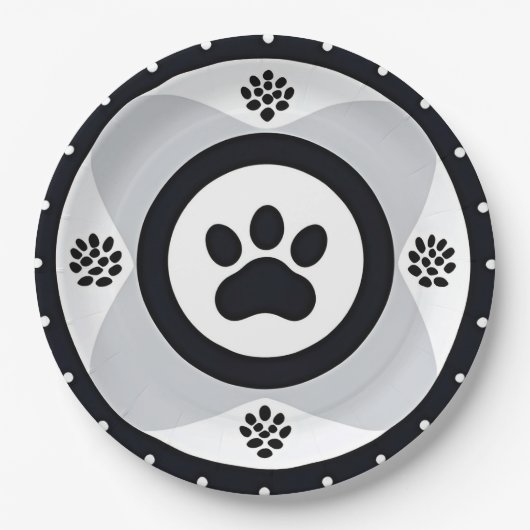 Paw print met decoratieve elementen papieren bordje (Voorkant)