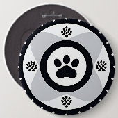 Paw print met decoratieve elementen ronde button 6,0 cm (Voorkant /achterkant)