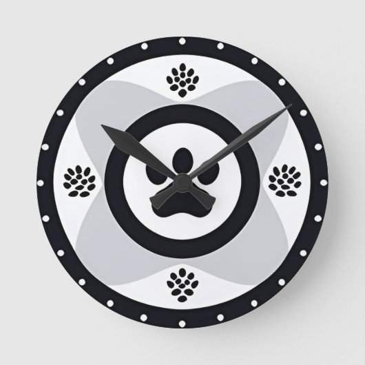 Paw print met decoratieve elementen ronde klok (Voorkant)