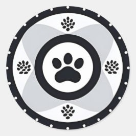 Paw print met decoratieve elementen ronde sticker