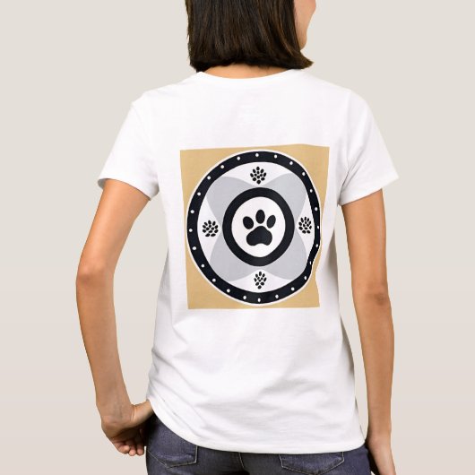 Paw print met decoratieve elementen t-shirt (Achterkant)
