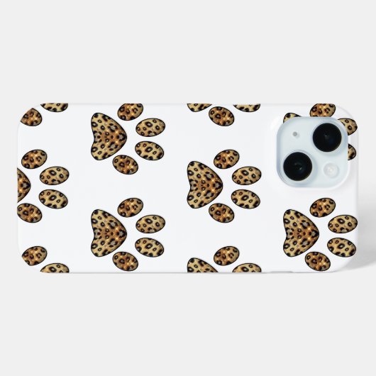 Paw Print met Goud & Zwart Leopard Sparkle Case-Mate iPhone Case (Achterkant (horizontaal))