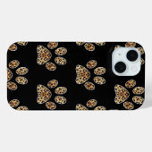 Paw Print met Goud & Zwart Leopard Sparkle Case-Mate iPhone Case (Achterkant (horizontaal))