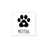 Paw Print met hart en huisdier naam 1x1 Rubberstempel (Afrduk)