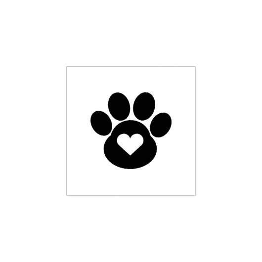Paw Print met hart rubberen stempel (Afrduk)