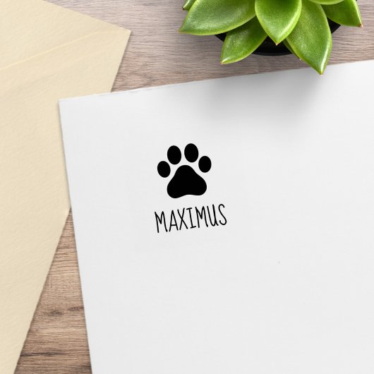 Paw Print met Pet Naam 1x1 Rubberstempel