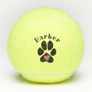 Paw print met roze hart Schattige Aangepaste honde Tennisballen