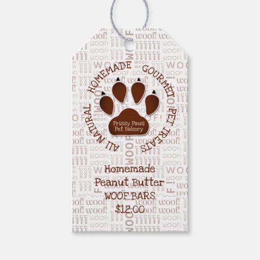 Paw Print met zakelijke bericht en naam Cadeaulabel (Voorkant)