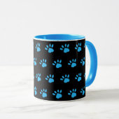 Paw Print Mok (zwart en blauw) (Voorkant rechts)