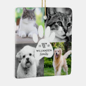 Paw Print Monogram Vier Foto Familie Pet Collage Keramisch Ornament (Rechts)