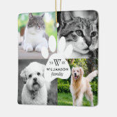 Paw Print Monogram Vier Foto Familie Pet Collage Keramisch Ornament (Links)