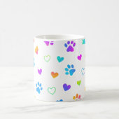 paw print mug, heart pattern mug, rainbow pet mug koffiemok (Center)