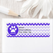 Paw Print op Blue Violet Chevron Etiket (Insitu)