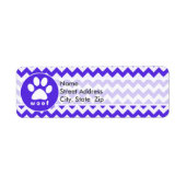 Paw Print op Blue Violet Chevron Etiket (Voorkant)