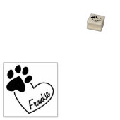 Paw Print Op Hart Custom Pet Name Rubber Stamp Rubberstempel (Gestempeld)