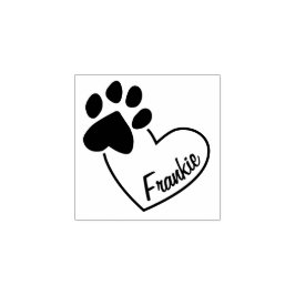 Paw Print Op Hart Custom Pet Name Rubber Stamp Rubberstempel