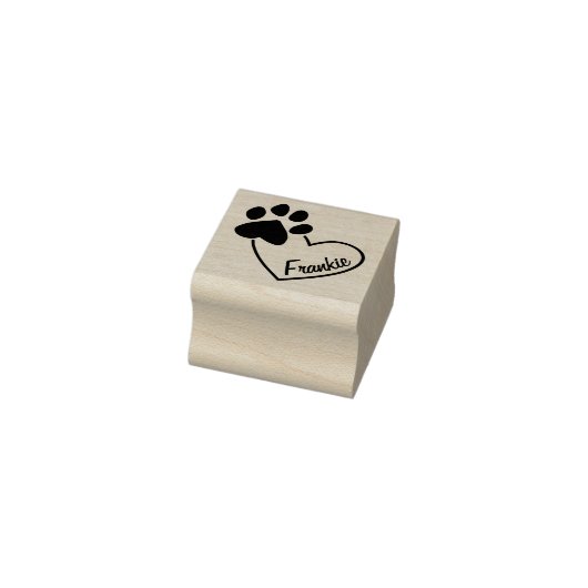 Paw Print Op Hart Custom Pet Name Rubber Stamp Rubberstempel (Stempel)