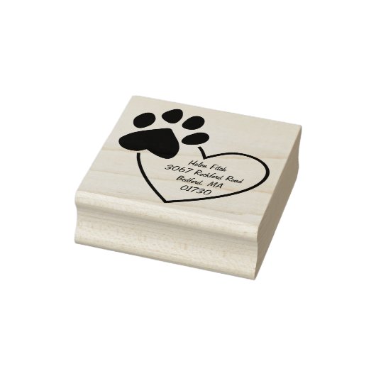 Paw Print op hart retour adres Rubber stempel (Stempel)