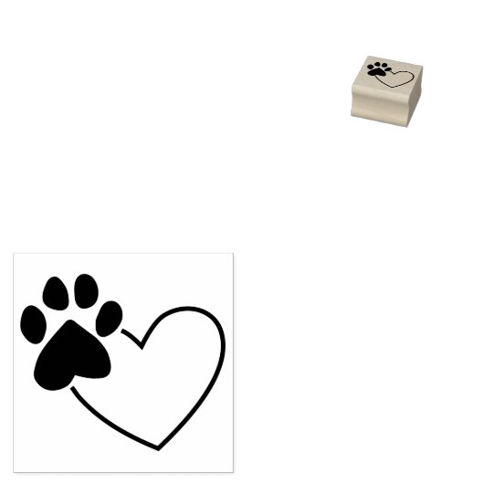 Paw Print op hart rubberen stempel (Gestempeld)