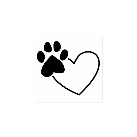 Paw Print op hart rubberen stempel (Afrduk)