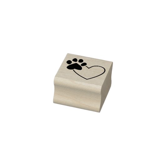 Paw Print op hart rubberen stempel (Stempel)