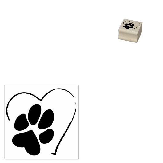 Paw Print op Hart Schattige Eenvoudig Hondenliefhe Rubberstempel (Gestempeld)