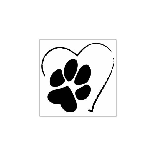 Paw Print op Hart Schattige Eenvoudig Hondenliefhe Rubberstempel (Afrduk)