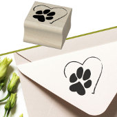 Paw Print op Hart Schattige Eenvoudig Hondenliefhe Rubberstempel