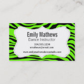 Paw Print op Heldere Neon Groene Zebra Strepen Visitekaartje (Achterkant)