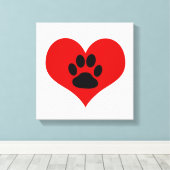 Paw Print op mijn hart - Dog Canvas Print (Insitu (Houten vloer))