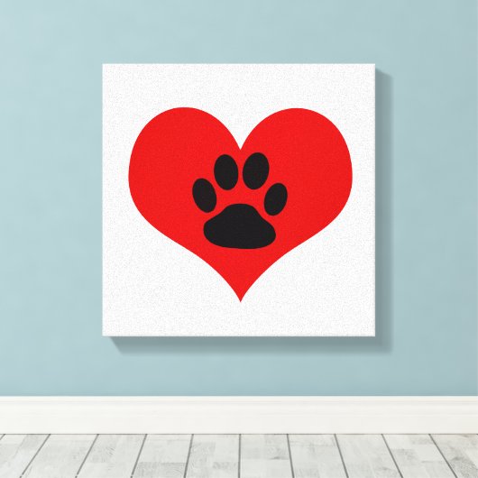 Paw Print op mijn hart - Dog Canvas Print (Insitu (Houten vloer))