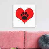 Paw Print op mijn hart - Dog Canvas Print (Insitu (Woonkamer))