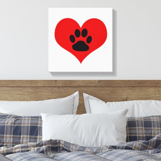 Paw Print op mijn hart - Dog Canvas Print (Insitu (Slaapkamer))