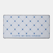 Paw Print Patroon Blauw Gepersonaliseerd Bureaumat (Voorkant)
