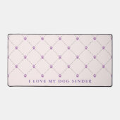 Paw Print Patroon Blush Roze Gepersonaliseerd Bureaumat (Voorkant)