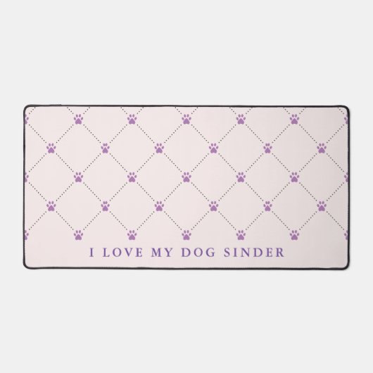 Paw Print Patroon Blush Roze Gepersonaliseerd Bureaumat (Voorkant)