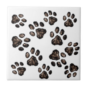 Paw Print Patroon Ontwerp Bruin Tegeltje