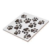 Paw Print Patroon Ontwerp Bruin Tegeltje (Zijkant)