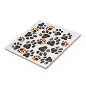 Paw Print Patroon Zwart Bruin Mix Tegeltje (Zijkant)